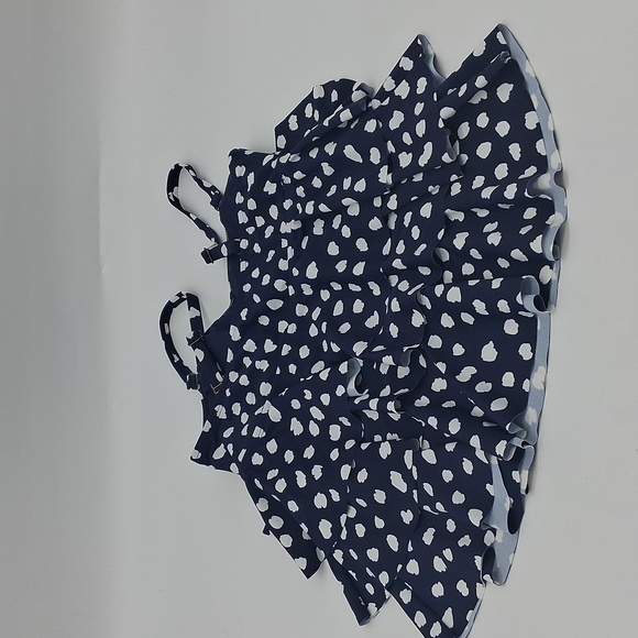 Island Escape Spotted Print Tiered Tankini Top Navy Blue 6 - Picture 4 of 6